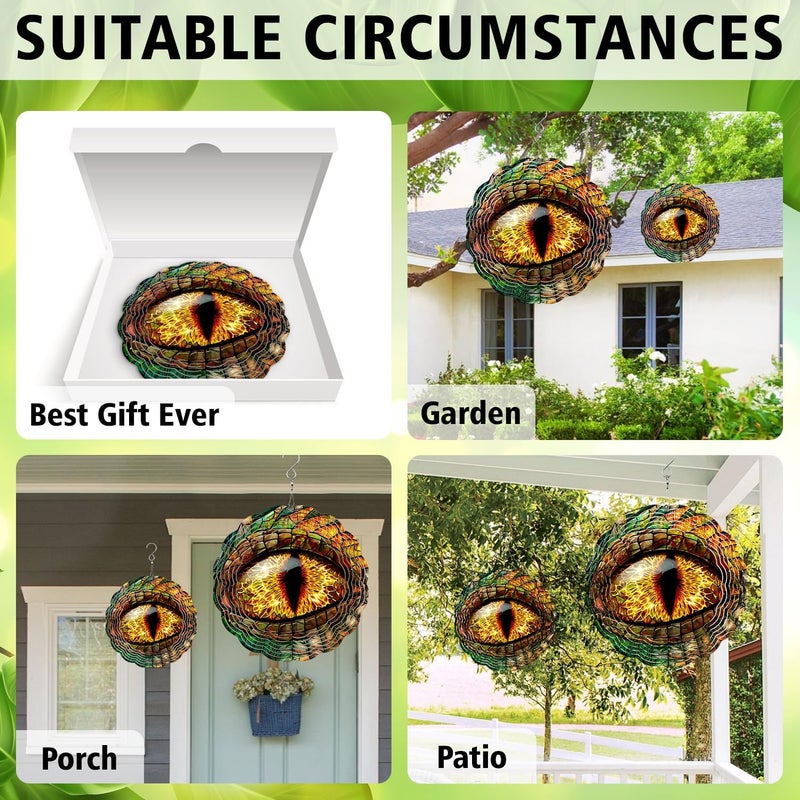 PODMemory Dragon Eye Wind Spinner - Unique 3D Hanging Wind Spinner for Yard and Garden - Image 5
